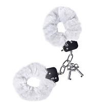 Металлические наручники с мехом Toyfa Theatre, белые
