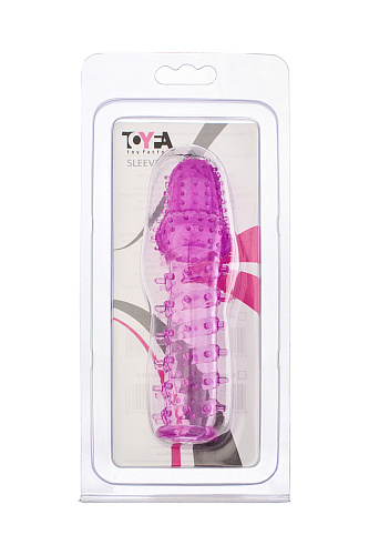 Рельефная насадка на пенис Toyfa Basic с ворсинками, фиолетовая