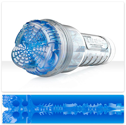 Мастурбатор с имитацией глубокого минета Fleshlight Turbo Core, голубой прозрачный