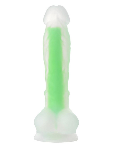 Светящийся в темноте фаллоимитатор на присоске Toyfa Beyond Wade Glow, 20 см, зеленый / прозрачный