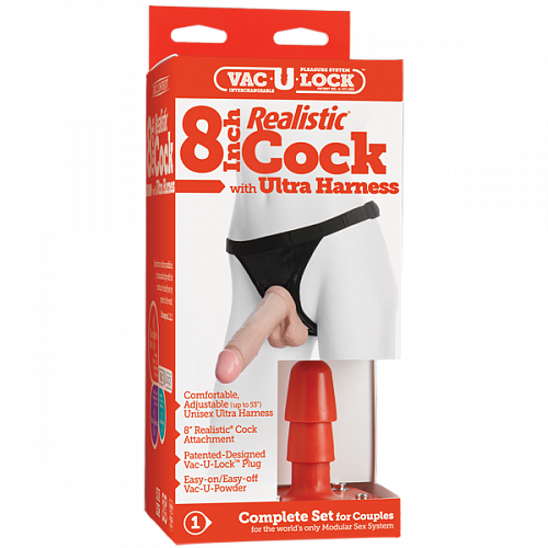 Реалистичный страпон-комплект 8 Inch Realistic Cock with Ultra Harness