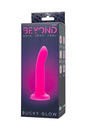 Светящийся в темноте фаллоимитатор для точки G на присоске Toyfa Beyond Bucky Glow, 14 см, розовый