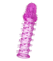 Рельефная насадка на пенис Toyfa Basic с ворсинками, фиолетовая
