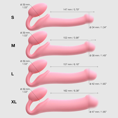 Гибкий страпон Strap-on-me Semi-Realiste BENDABLE ROSE,&nbsp;XL