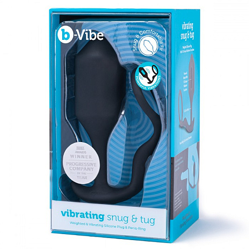 Большая анальная пробка с вибрацией и эрекционным кольцом b-Vibe Snug & Tug XL