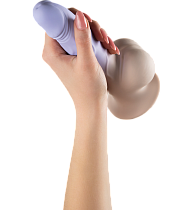 Фаллоимитатор с вибрацией и поступательным движением на ДУ nejno Natura, бежево-лавандовый