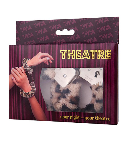 Металлические наручники с мехом Toyfa Theatre, леопардовые