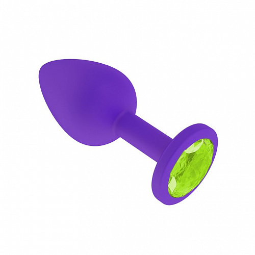 Маленькая анальная пробка со стразом Джага-Джага, диам. 2.7 см, фиолетовая