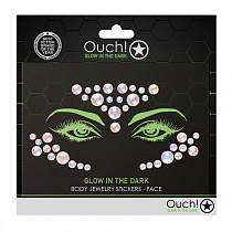 Маска из люминесцентных камней Ouch! Glow in the Dark Body Jewelry Stickers Face, модель №3