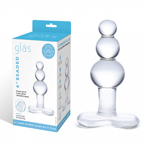 Стеклянная анальная елочка Glas Beaded Glass Butt Plug, диам. 2.2 см