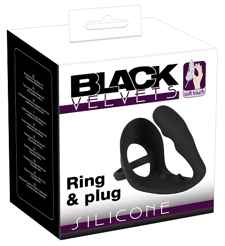 Анальная пробка с эрекционным кольцом Black Velvets Ring & Plug