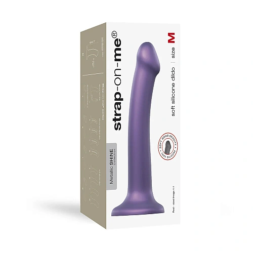 Фаллоимитатор для точки G Strap-on-me Mono Density Dildo Metallic Shine, 18 см, фиолетовый