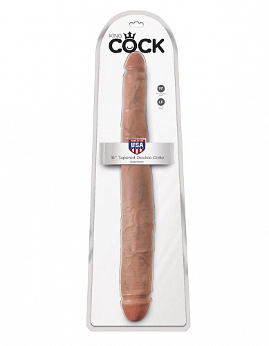 Двухсторонний фаллоимитатор Pipedream King Cock 16 Tapered Double Dildo, коричневый