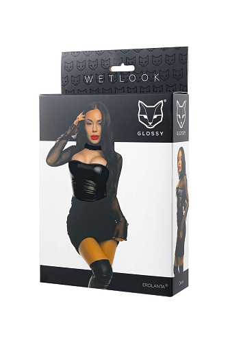 Платье Glossy Dayana из&nbsp;материала Wetlook с&nbsp;вставками из&nbsp;сетки,&nbsp;XL