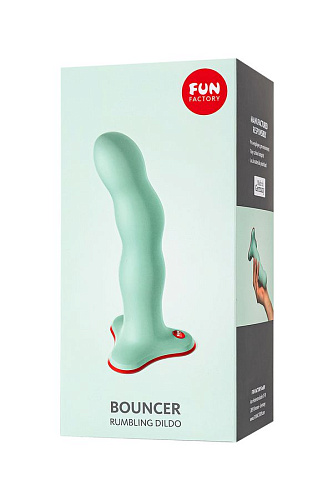 Фаллоимитатор с тремя подвижными шариками внутри Fun Factory Stubs Bouncer, 18.5 см, зеленый