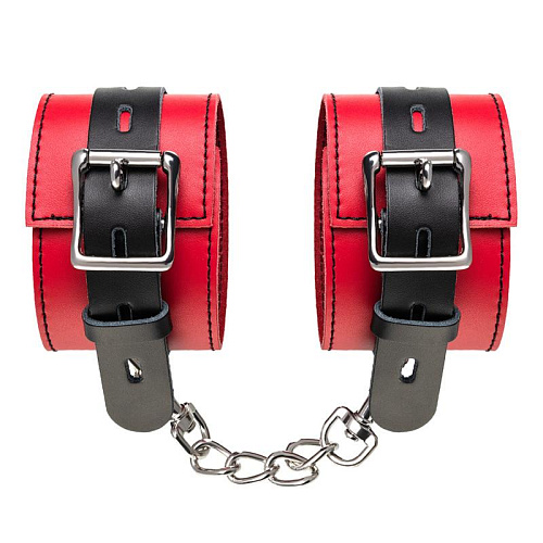Кожаные наручники Toyfa Theatre, черно-красные
