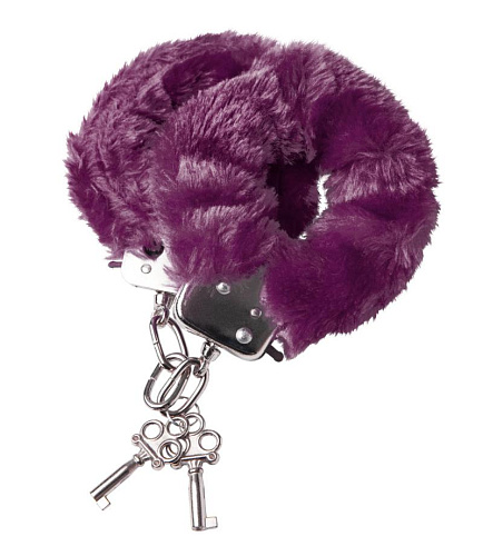 Металлические наручники с мехом Toyfa Theatre, фиолетовые