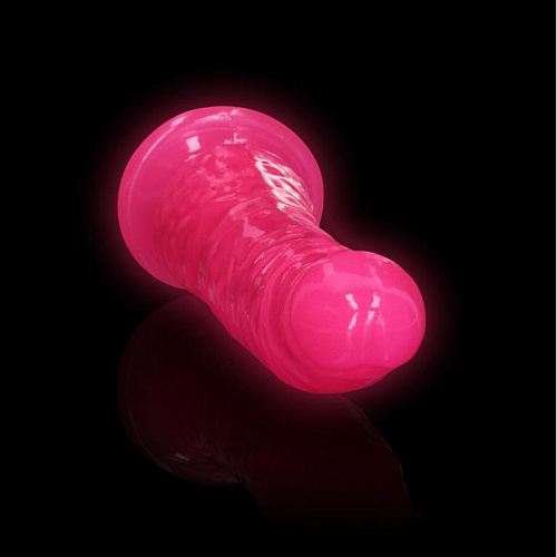 Светящийся в темноте фаллоимитатор на присоске Ouch! Glow in the Dark Slim, 17.5 см, розовый