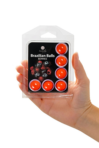 Массажное масло в шариках Secret Play Brazilian Balls с ароматом ягод, 6×4 г