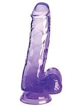 Прозрачный фаллоимитатор на присоске King Cock Clear 6, 15 см, фиолетовый