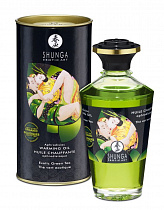 Съедобное разогревающее масло для оральных ласк Shunga Зеленый чай 100 мл