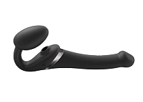 Страпон с клиторальным стимулятором и ДУ Strap-on-me Multi Orgasm, размер S, черный