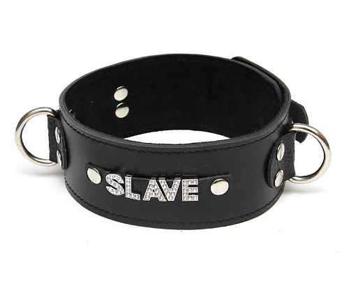 Ошейник со&nbsp;стразами SLAVE Давай попробуем Авторское, черный