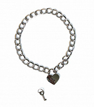 Чокер-ожерелье из металлической цепочки с замком-сердцем, серебряный