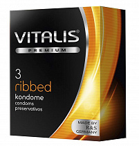 Рельефные презервативы с ребрышками VITALIS Ribbed, 3 шт