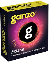Рельефные презервативы с точками и ребрышками Ganzo Extase, 3 шт в упаковке