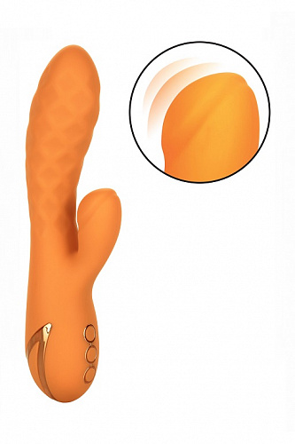 Вибратор-кролик с пульсирующим клиторальным отростком California Dreaming Newport Beach Babe, оранжевый