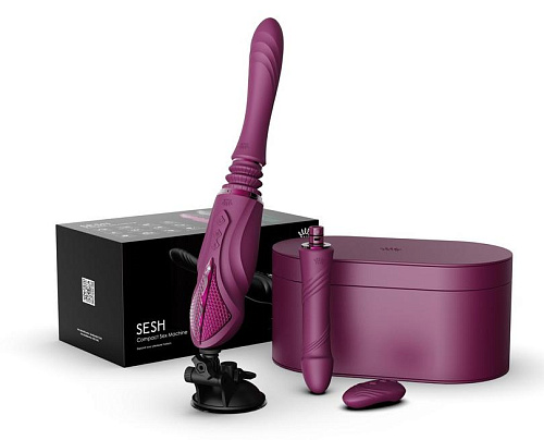 Компактная секс-машина с&nbsp;функцией нагрева, двумя насадками и&nbsp;присоской Zalo SESH, фиолетовая