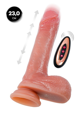 Фаллоимитатор с&nbsp;вибрацией и&nbsp;пульсацией на&nbsp;ДУ&nbsp;Mr.Baton RealMotion, 23&nbsp;см