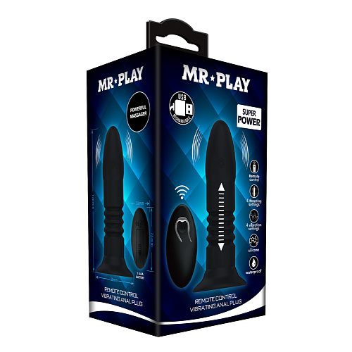 Анальный вибратор с поступательными движениями и ДУ Mr Play Super Power