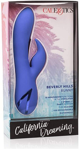 Вибратор-кролик с ротацией California Dreaming Beverly Hills Bunny, синий