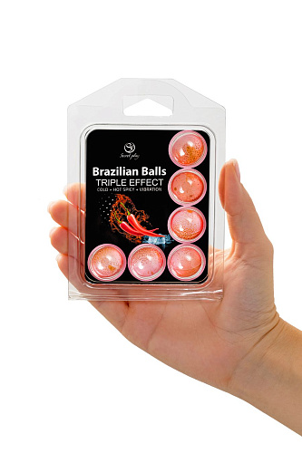 Массажное масло в шариках Secret Play Brazilian Balls с тройным эффектом, 6×4 г