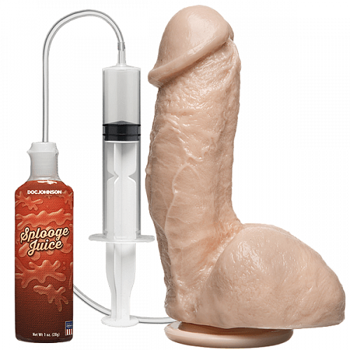 Реалистичный фаллоимитатор с семяизвержением на присоске 17 см Doc Johnson Squirting Cock, телесный