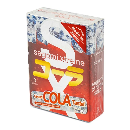 Тонкие ароматизированные презервативы с ароматом колы Sagami Xtreme Cola, 3 шт