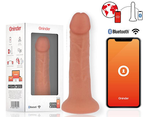 Фаллоимитатор с&nbsp;вибрацией и&nbsp;ДУ&nbsp;Oninder, 22&nbsp;см