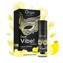 Съедобный жидкий вибратор Orgie Dual Vibe! Лимонный джин-тоник, 15 мл
