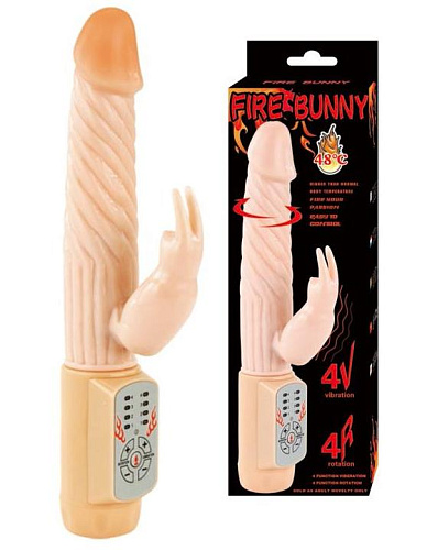 Вибратор-кролик с&nbsp;ротацией и&nbsp;подогревом Fire Bunny