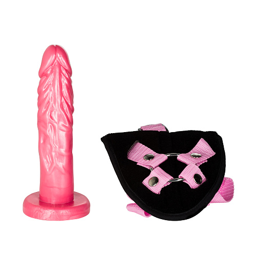 Розовый страпон на ремешках Shane’s World Pink Harness with Stud
