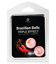 Массажное масло в шариках Secret Play Brazilian Balls с тройным эффектом, 2 x 4 г