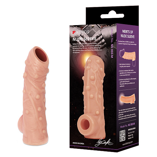 Насадка с&nbsp;открытой головкой и&nbsp;бугорками Nude Sleeve NS002,&nbsp;S
