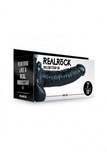 Большой полый реалистичный страпон Shots Media Realrock Hollow Strap-On, 23 см