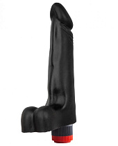 Вибратор-реалистик Lovetoy с мошонкой, 17.8 см, черный