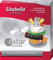 Презерватив-насадка с усиками Sitabella Extaz Красный Молодец, 1 шт