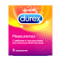 Рельефные презервативы с ребрышками и пупырышками Durex Pleasuremax, 3 шт