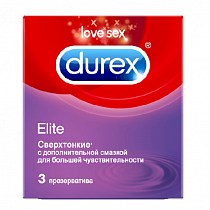 Тонкие презервативы Durex Elite с дополнительной смазкой, 3 шт