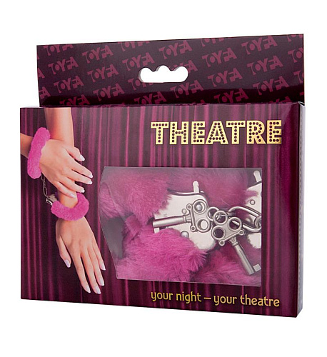 Металлические наручники с мехом Toyfa Theatre, розовые